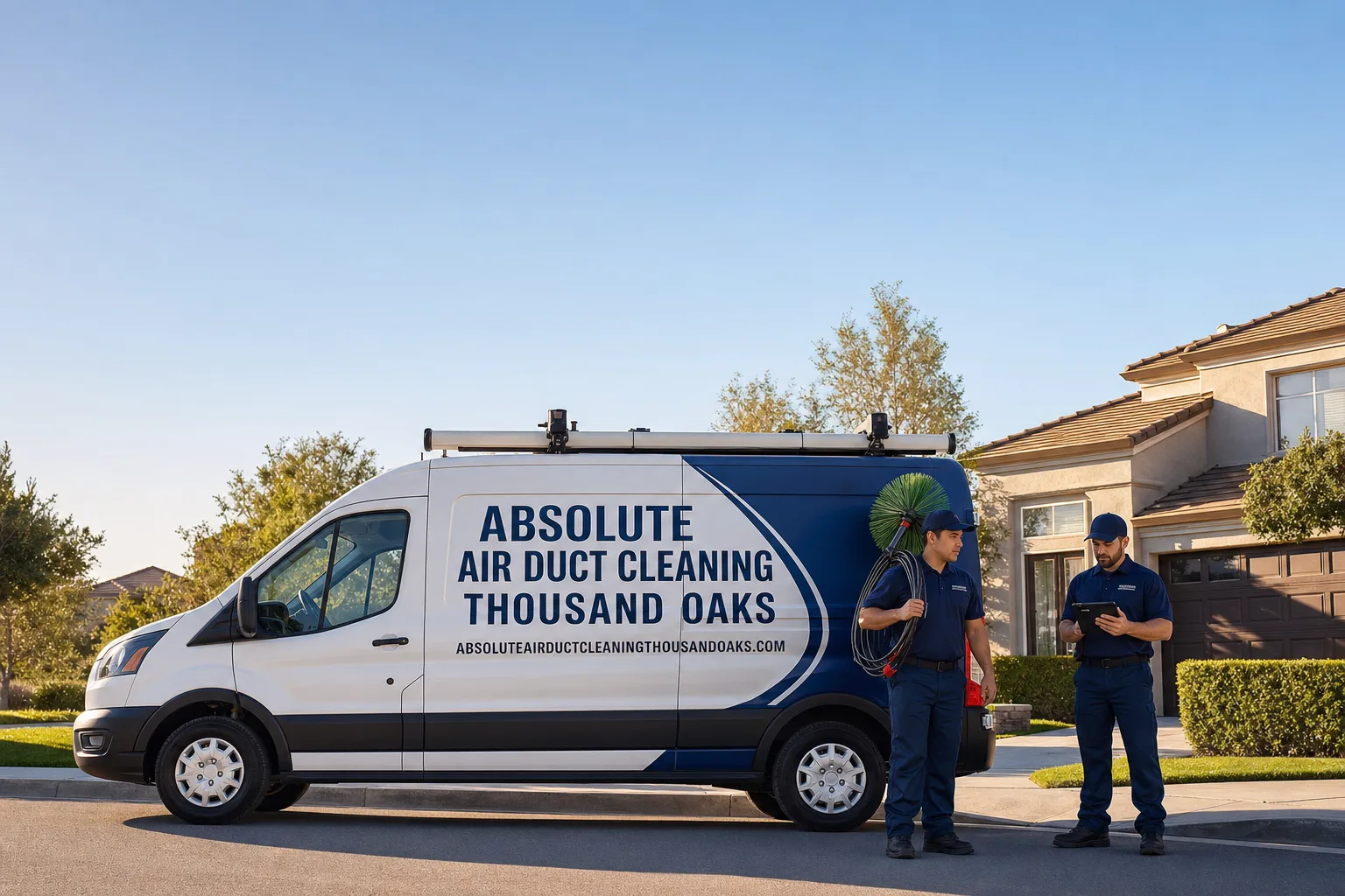Absolute Air Duct Cleaning Thousand Oaks service vehicle and crew in Thousand Oaks, CA